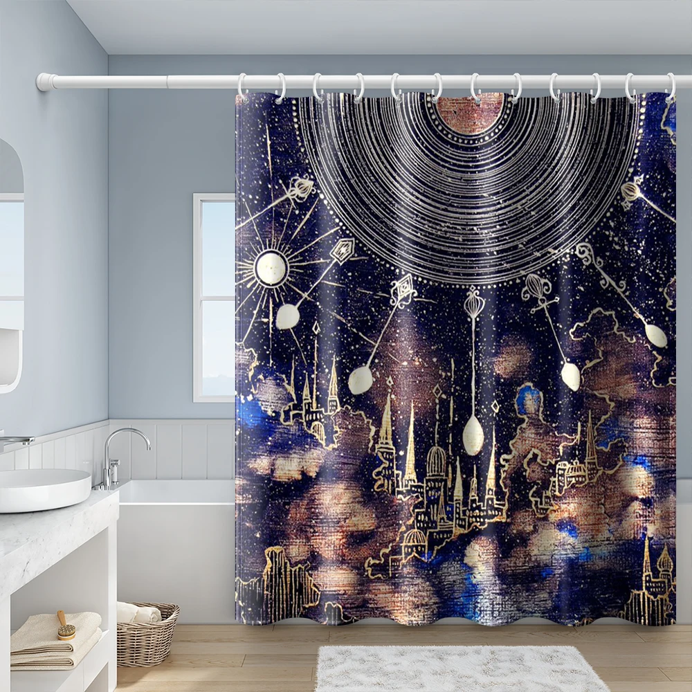 Constellation Compass Shower Curtains Bathroom Curtain Frabic Waterproof Polyester Bath Curtain with Hooks