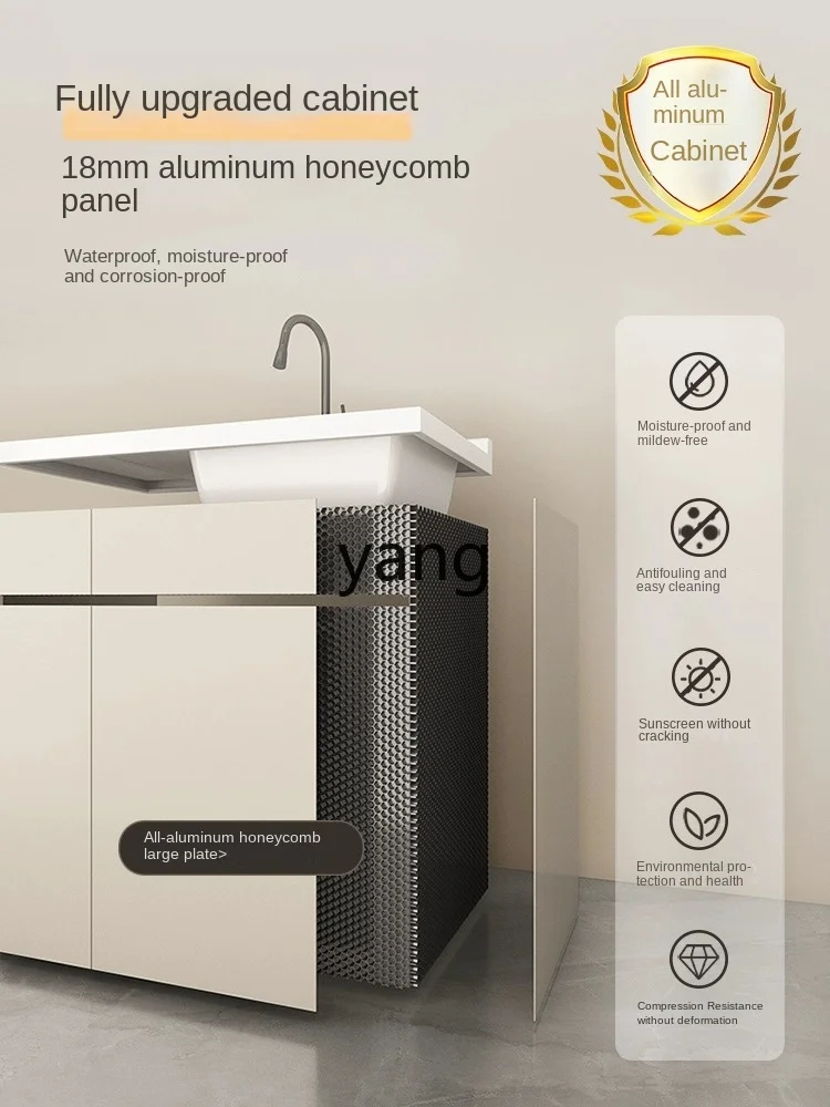 Yjq Balcony Wash Wardrobe Custom Corner Cutting Alumimum Laundry Tub Washbasin Combination Washing Machine Companion