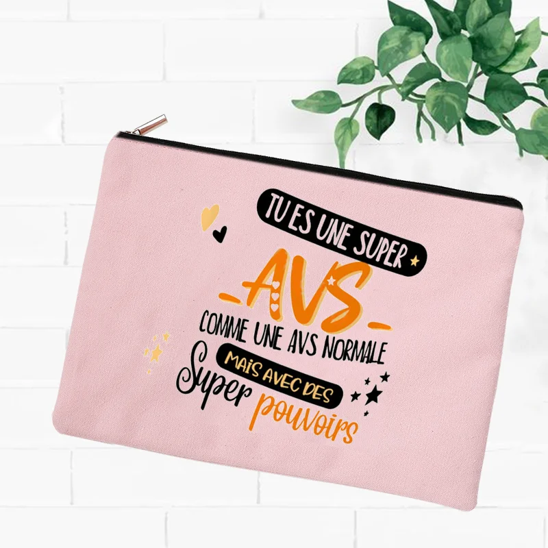 Avs presentes saco de maquiagem feminina viagem neceser super avs impresso cosméticos zíper bolsa de viagem organizador de higiene pessoal escola lápis sacos