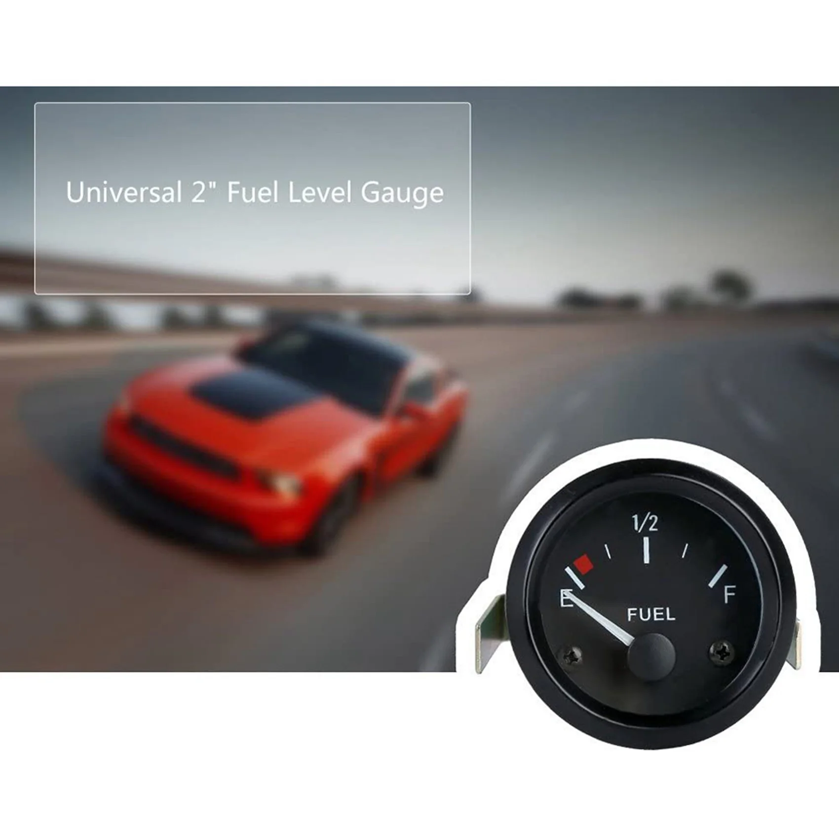 12V 2 inch/52mm Universal Fuel Sensor E-1/2-F Pointer Meter Fuel Level Gauge Fuel Level Gauge with White LED Ligh