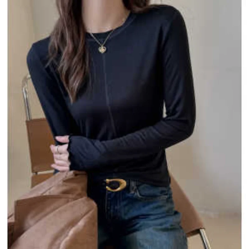 

2025 Autumn Double Packaging Base Shirt Autumn and Winter Simple Long-sleeved T-shirt Top