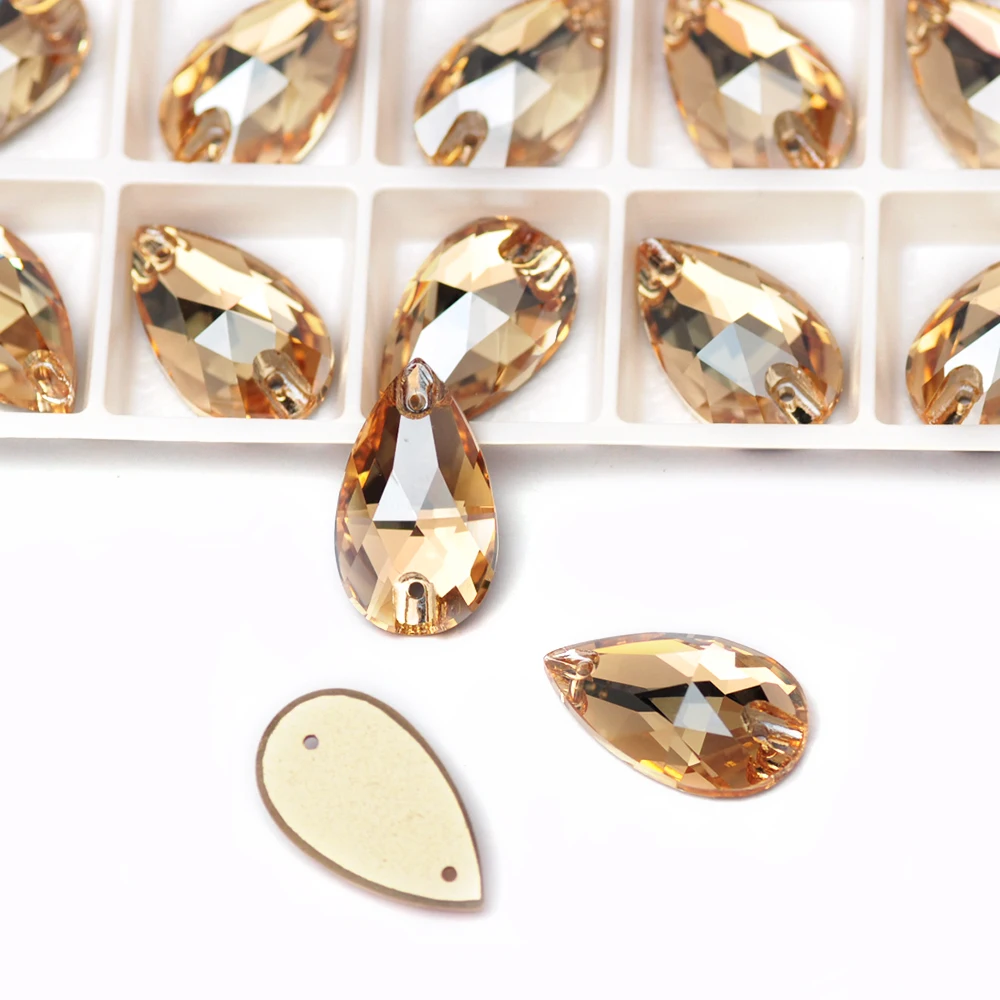 3230 Drop Golden Shadow Sewing Rhinestones Glass Crystal Flatback Sew On Stones for Garment