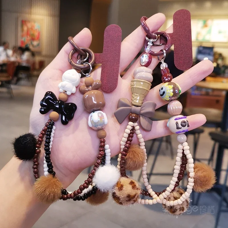 

МОБИЛЬНЫЙ ТЕЛЕФОН Lanyard, короткий винтажный сетчатый цветной браслет, осенне-зимний кулон в виде шара, брелок, Универсальный женский