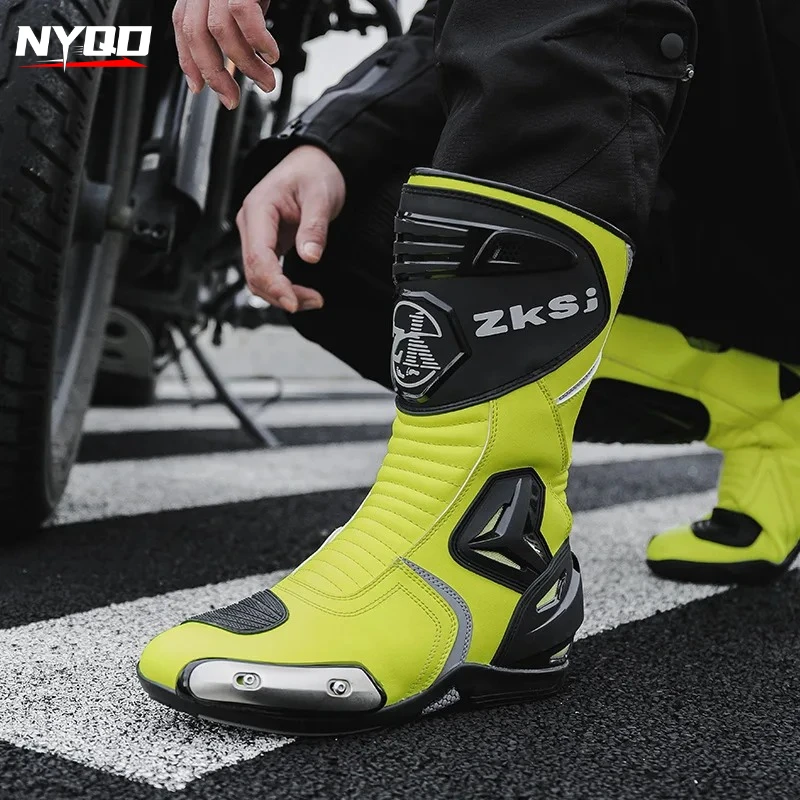 

Motocross Boots Men Anti Slip Motocross Riding Boots Non-slip Wear-resistant Breathable Wind-proof Collision-proof Road shoes