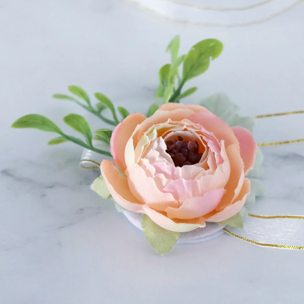 Ramillete de novia para boda, accesorios de boda, flor de muñeca, flor de imitación, flor de mano para dama de honor