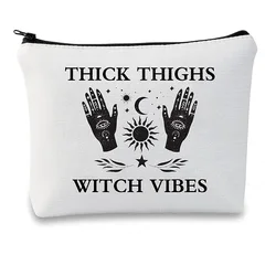 Thick Thighs Witch Vibes Makeup Bag Trick or Treat witchcraft goth magic Birthday Halloween sister friend Gift Christmas present