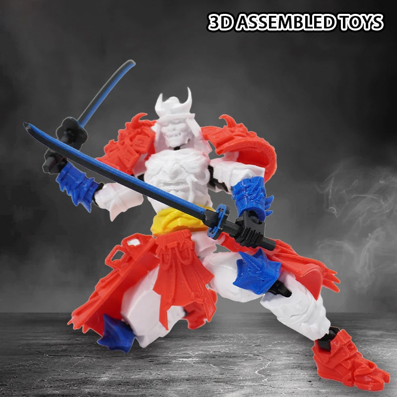 New Lucky Dummy Toy Model Joints Movable 3D Printing Lucky Robot DIY Assembly Soldier Samurai Action Figure Toy Ornaments Gift