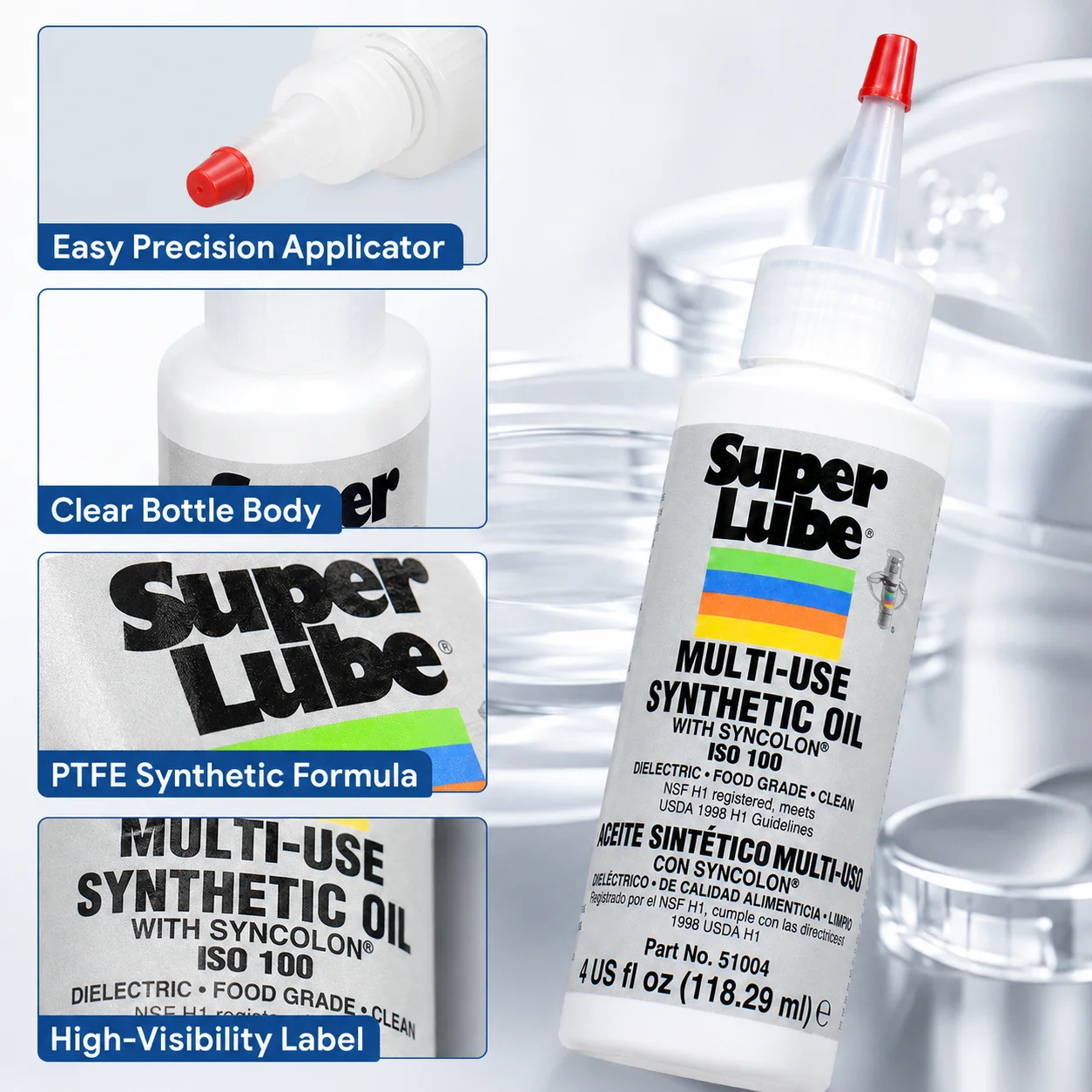 Original Super Lube 51004 High Viscosity Synthetic Oil PTFE Lubricant for 3D Printer Linear Rail Bearing Gear