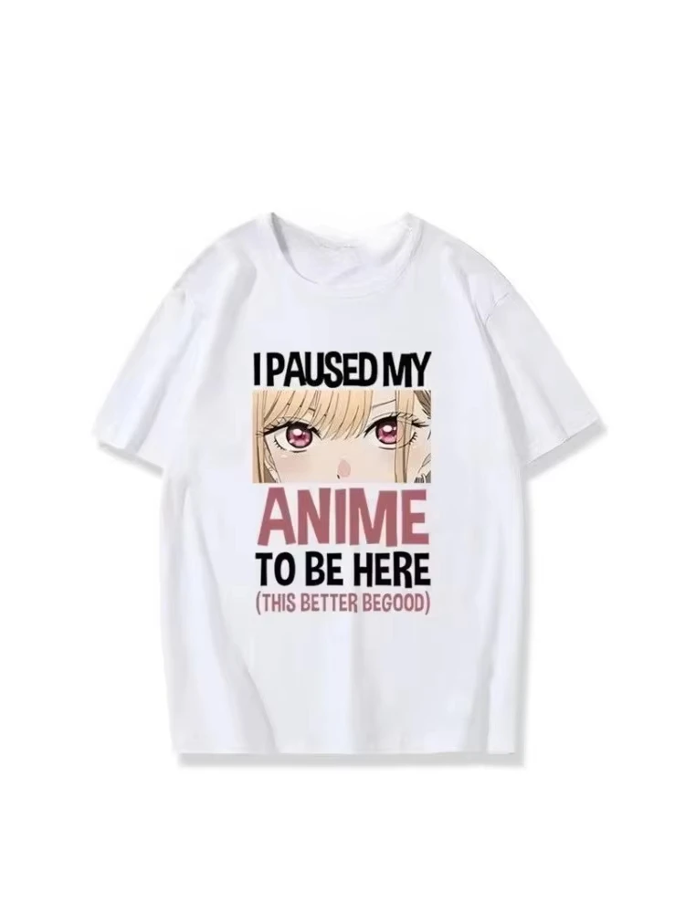 My Dress-Up Darling Kitagawa Marin Anime Eyes I Paused My Anime Graphic Tee Cotton Mens Womens T-Shirt Summer Streetwear