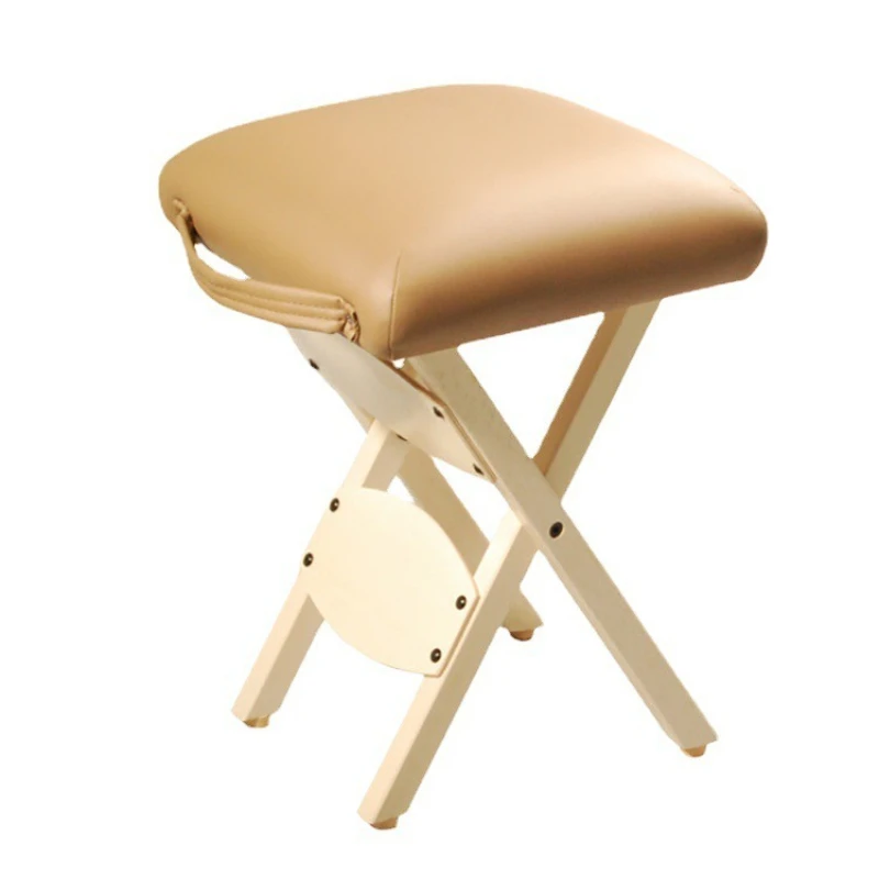 Convenient shrink wooden folding stool, massage beauty technician chair, manicure pedicure solid wood chair