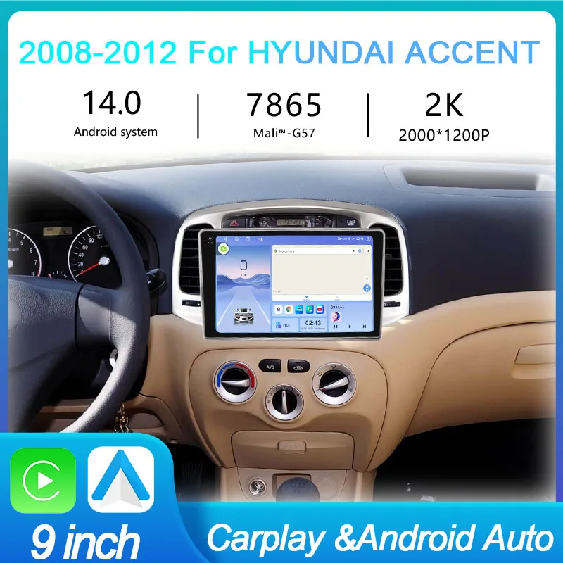 

MeiHua для Hyundai Accent 2008-2012 Android автомобильный радиоприемник мультимедийный видеоплеер GPS 4G CarPlay авто головное устройство навигация беспроводная связь