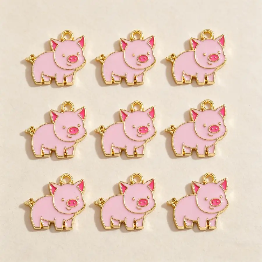 1/5/10/20/50/100pcs Pink Pig Charms Animal Pendants for Jewelry Making Handmade Earrings Bracelet Necklace Additions Funny Posit