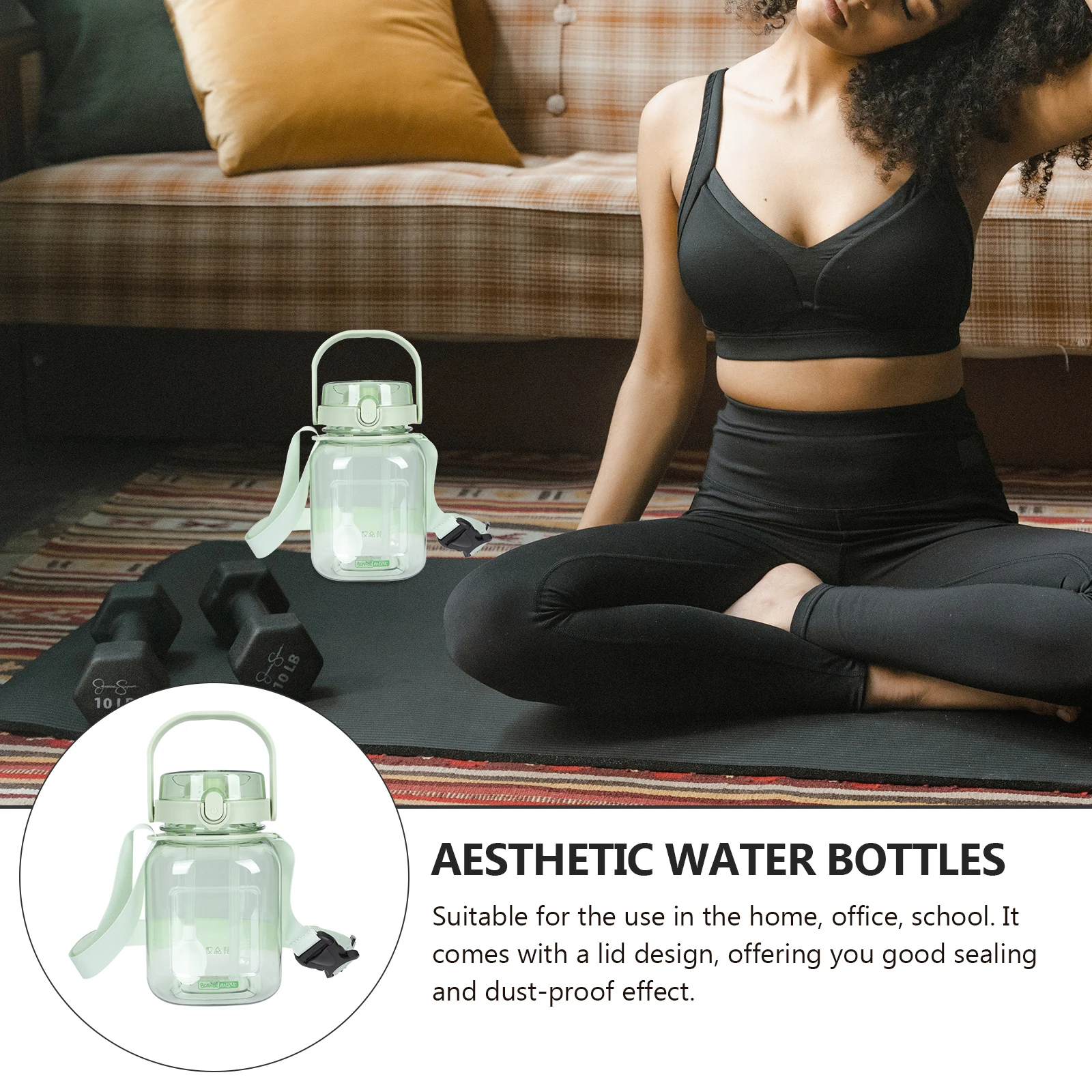 

Large Pudding Water Cup Bottle Portable Outdoor Sports PC Material Reusable Sealed Juices Container Large Capacity Gym Practice