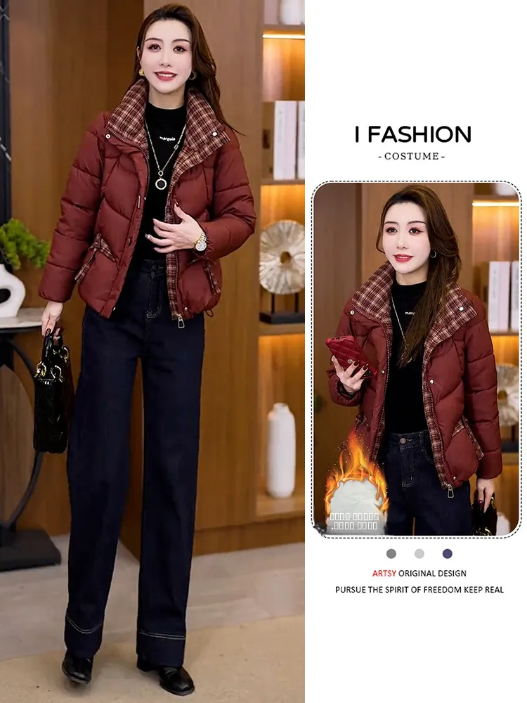 

Женская зимняя куртка Ankela Red Fce с подкладкой из хлопка, утепленная, новая модель, для повседневной носки, ветрозащитная, с комбинированными вставками, в корейском стиле, свободного кроя