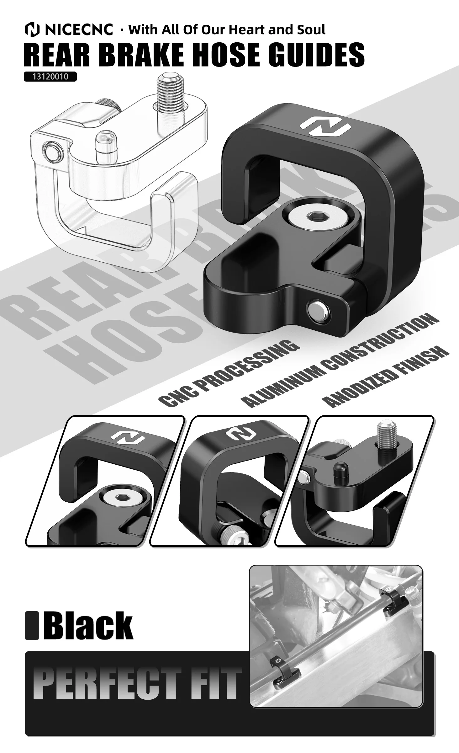 (EU-Lager) Für Suzuki DR650SE 2001-2026 DR-Z400SM 2005-2024 DRZ400S 2002-2019 RM125 1996-2008 Hintere Bremsleitungsführungen und Klemmen – Detail 1