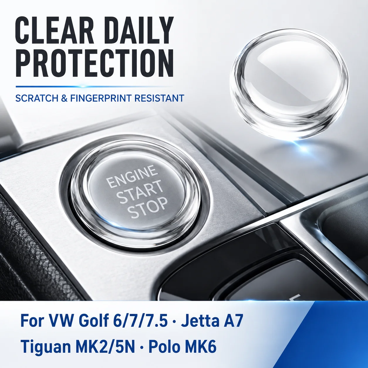 For VW Golf6/7/7.5 MK6 MK7/MK7.5 Jetta A7 Tiguan MK2 5N Polo MK6 Car One-click Start Protective Film Button Stickers Accessories