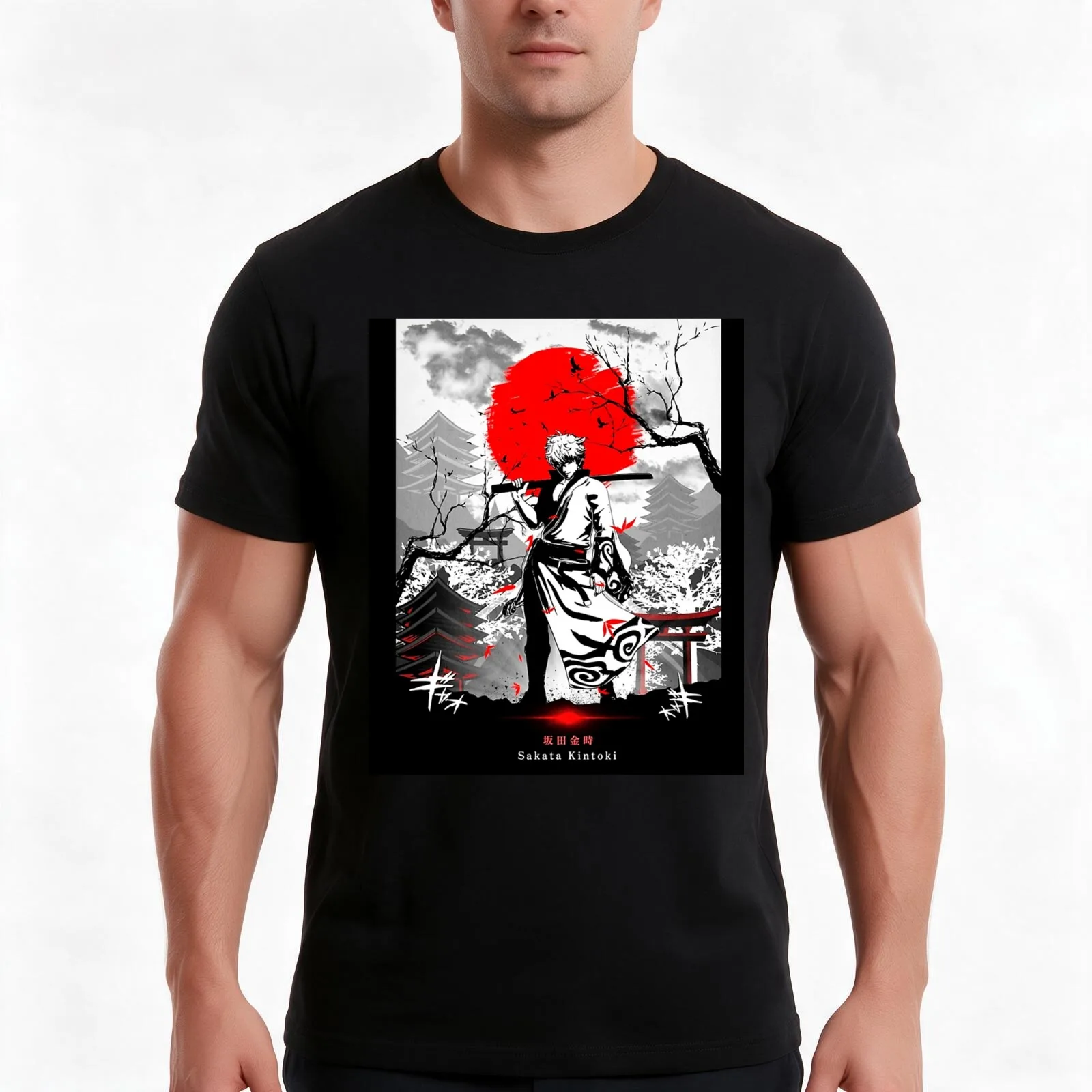 Gintoki Sakata T-Shirt, Summer Casual Cotton Tee, Oversized Streetwear Tops, Vintage Graphic Print, Loose Fit Short Sleeve
