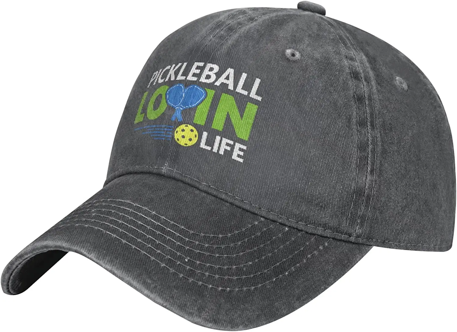 Pickleball Hat, Washed Adjustable Pickle Baseball Cap for Men Women