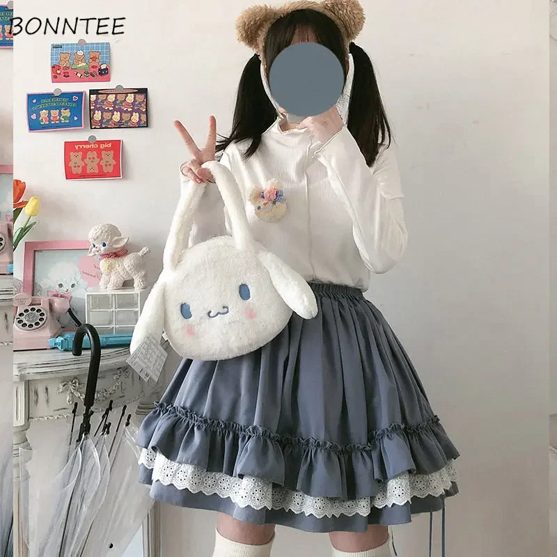

Lolita Skirts Women Cute Vintage Lace Pleated Simple Aesthetic Clothing Harajuku Fashion Jupe Femme Leisure Hararjuku All-match