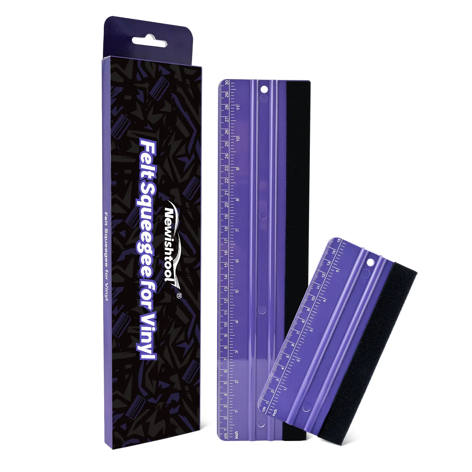 FOSHIO 6''/12'' Plastic Smoothing Squeegee Fabric Felt Edge Car Wrapping Tool Window Tint Ruler Scraper with Measurement Scale