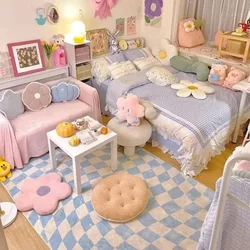 Purple Carpet for Living Room Modern Simplicity Checkerboard Bedroom Bedside Rug Large Area Study Dressing Table Mat Tapete 양탄자