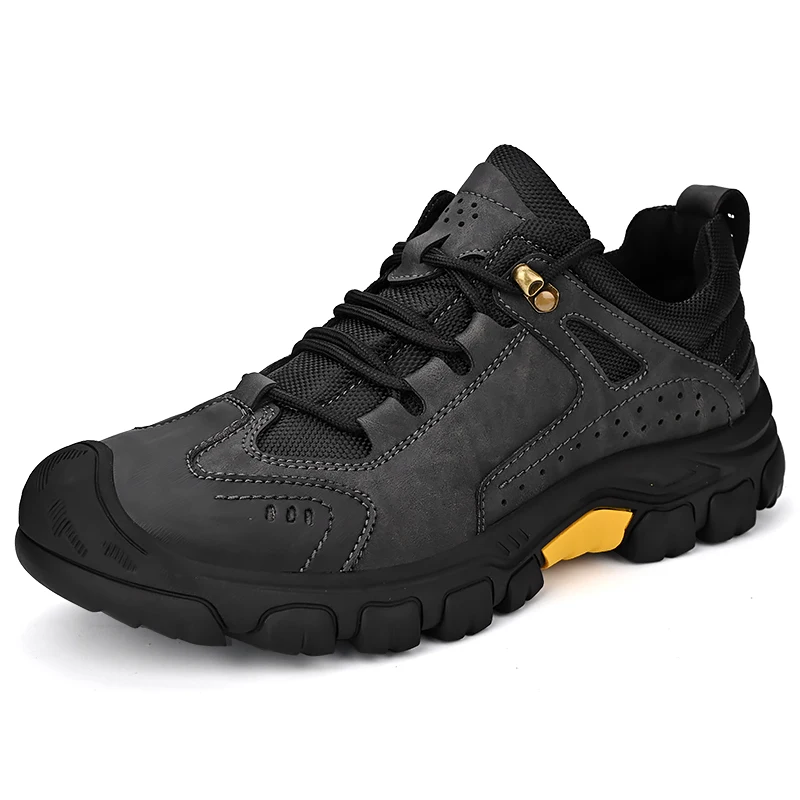 

Leather Waterproof Men Sneakers Wear-resistant Outdoor Hiking Shoes Anticollision Mountain Trekking Boots Fashion Men Work Shoes