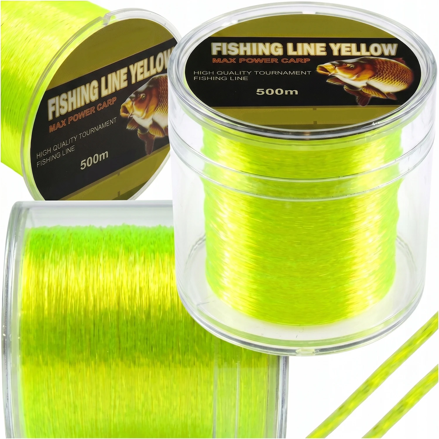 Fil de pêche fluo jaune 500m 0.25mm 13kg de résistance, monofilament coulant pour feeder et flottant au sol, faible mémoire de forme, résistant à l'abrasion, haute visibilité, ligne pour la pêche à la carpe, au bar, au blanc, au tenche, ligne de pêche à la ligne pour la pêche au feeder, la pêche au fond et la pêche en eau douce, kit de pêche.