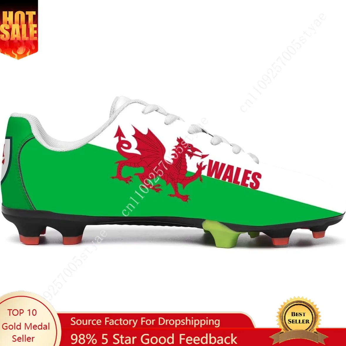 Wales Flag Football Shoes Mans Woman Soccer Shoe PU Sneakers Outdoor Lace Up Sports Shoes 2026