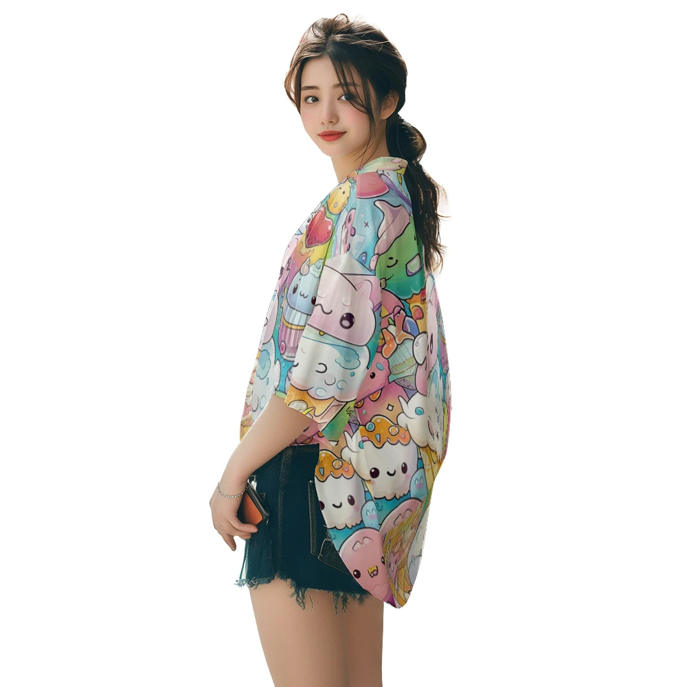 

Classic Vintage Niche Design Cute Style Dessert Anime Multi-Pattern Printed Toga Men's Fashion Casual Kimono Men's Tops