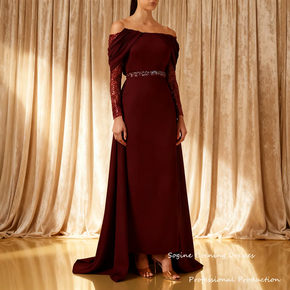 

Satin Off Shoulder Customized Evening Dresses Women Luxurious Lace Sequins فساتين سهرة Mermaid Vestidos De Gala Formal