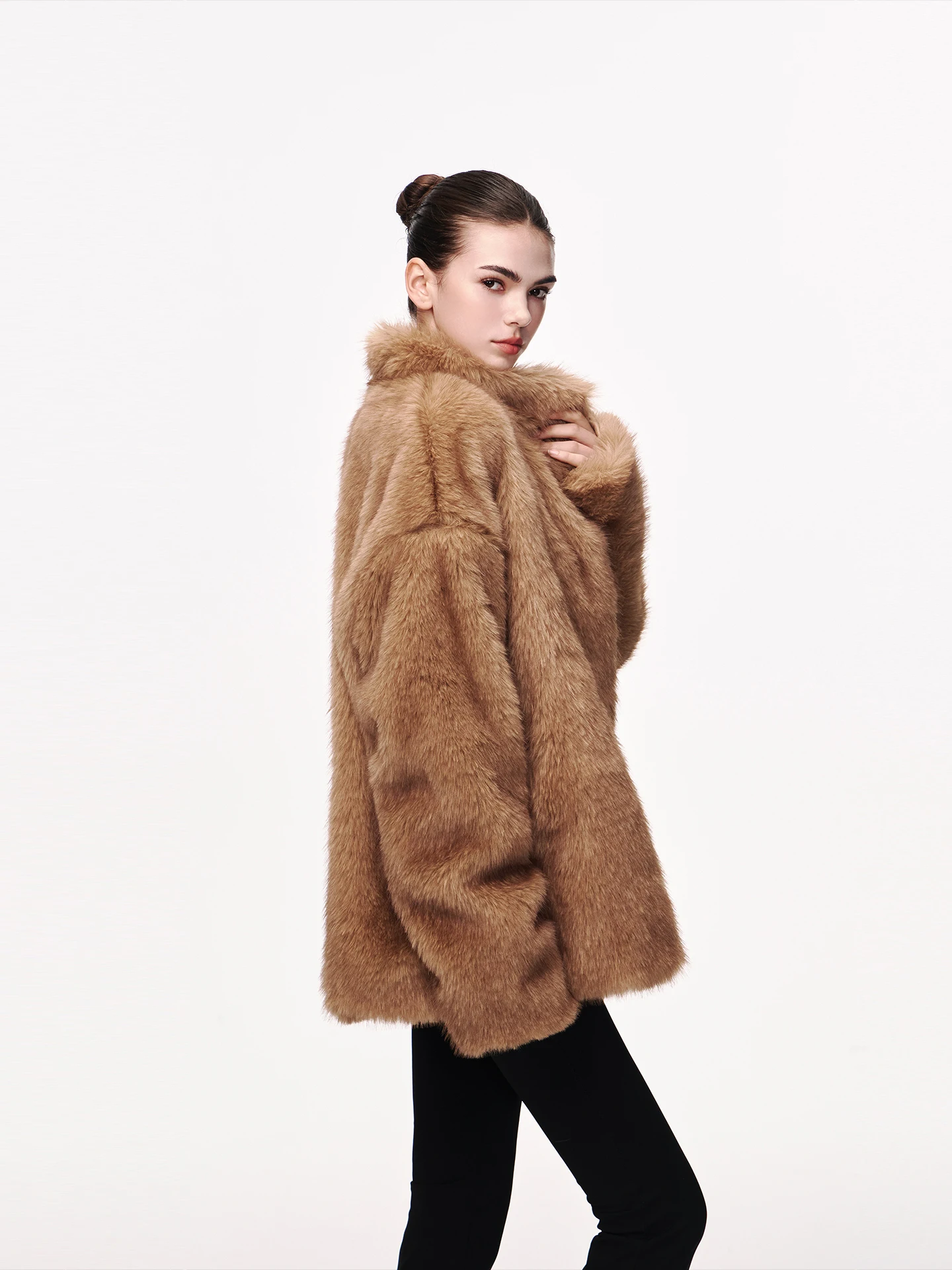 

Женское свободное пальто JLAUNT из искусственного меха: осенне-зимняя коллекция, экологичное, мягкое, пушистое, теплое, длинное, однотонное