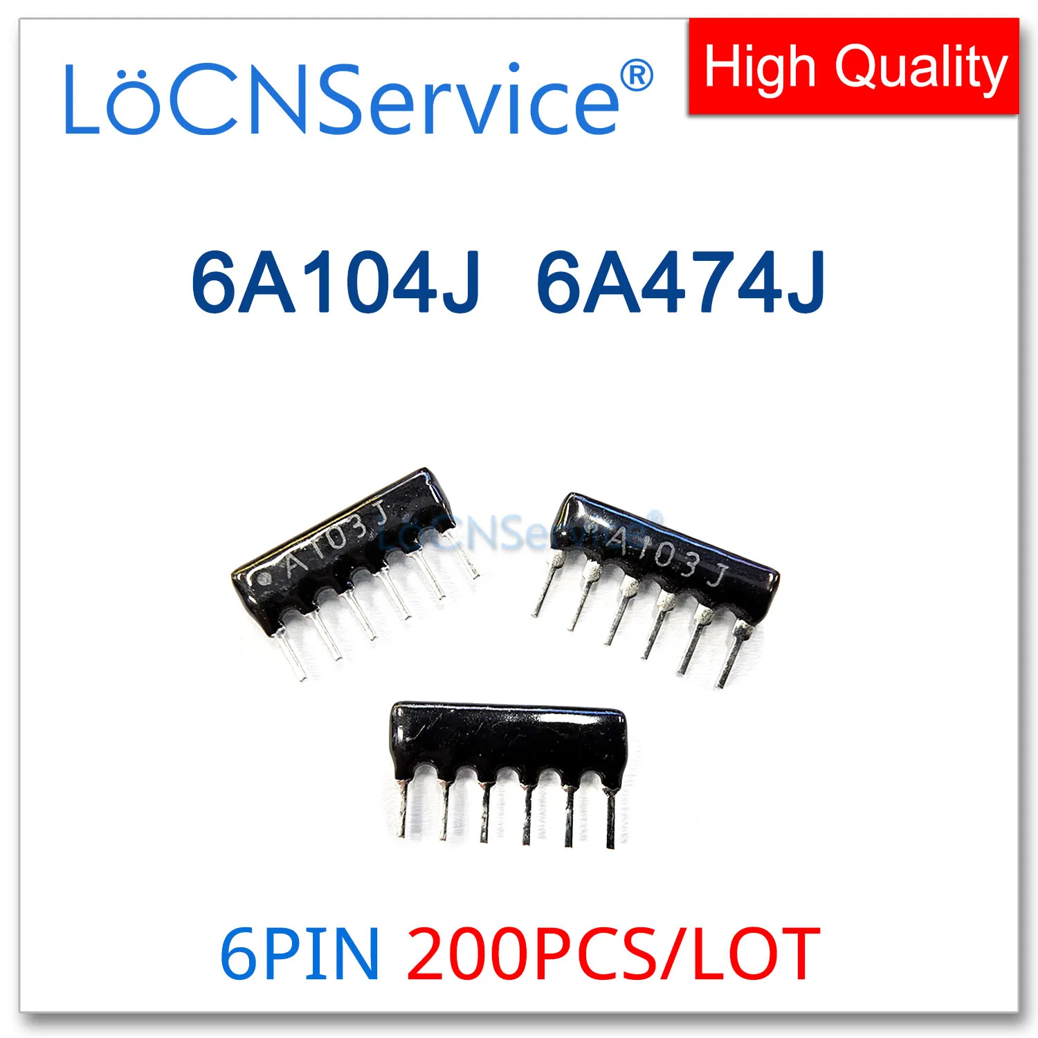 LoCNService 200PCS 6PIN Exclusão Rede Resistor array DIP 6A104J 6A474J 104 474 100K 470K OHM A06 104JP 474JP