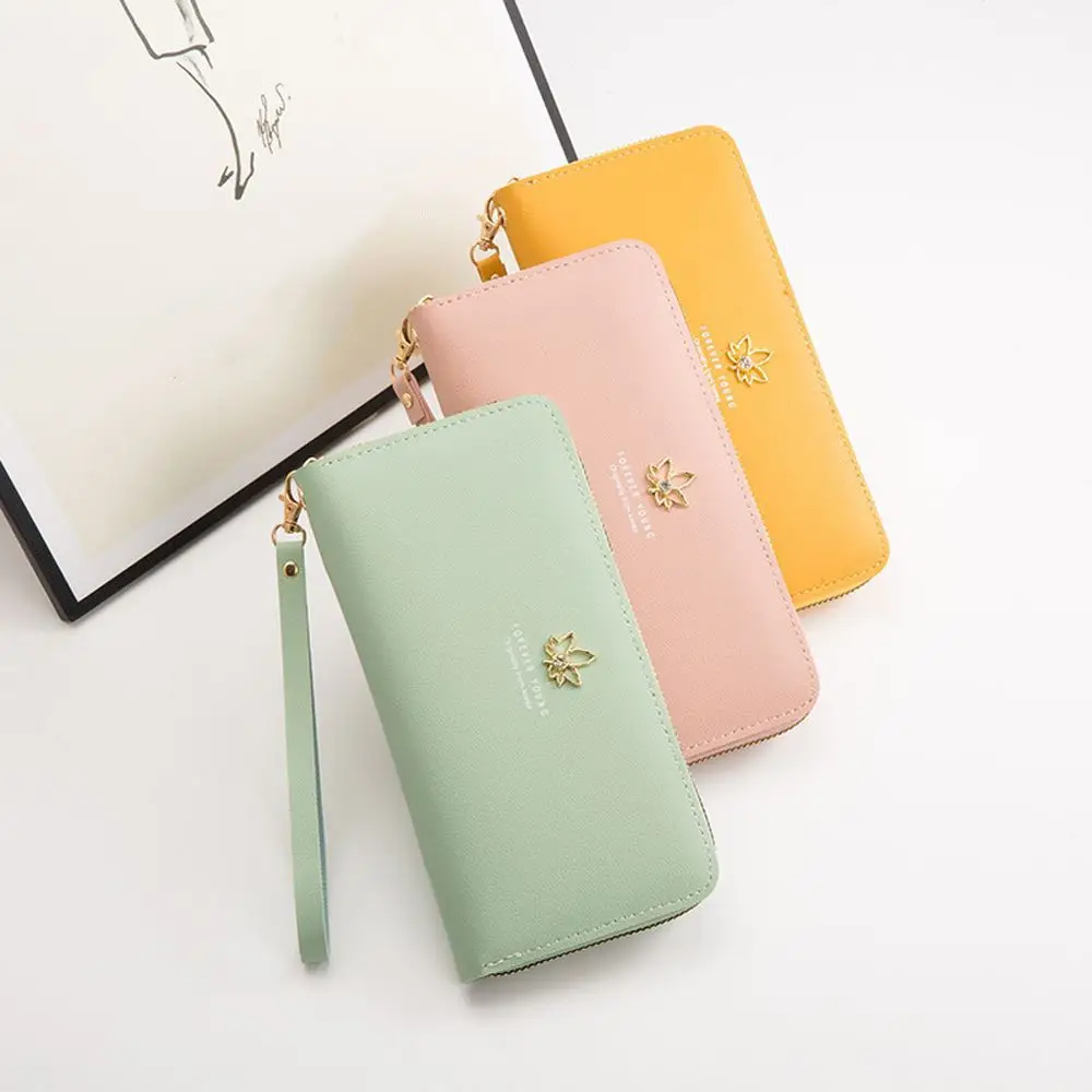 

Fashion Convenient Pattern Rose Flower PU Leather Daisy Korean Style Wallet Solid Color Holders Leaf Women's Coin Purse