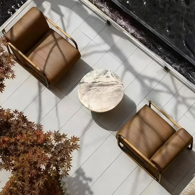 X5-29 Outdoor Sofa Courtyard Yacht Leather Garden Terrace Open-air Villa Garden Chair Furniture