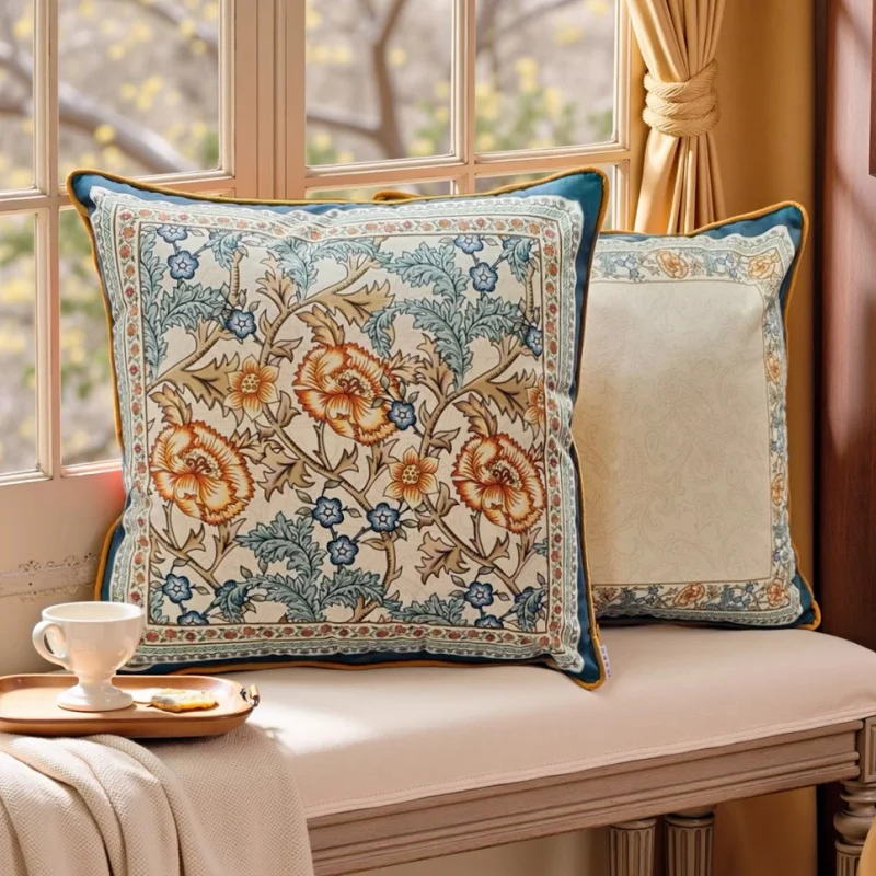 

Flowers Pillows American Style Cushion Case Yellow Blue 55x55 Decorative Pillow Cover For Sofa Chair Home Decorations