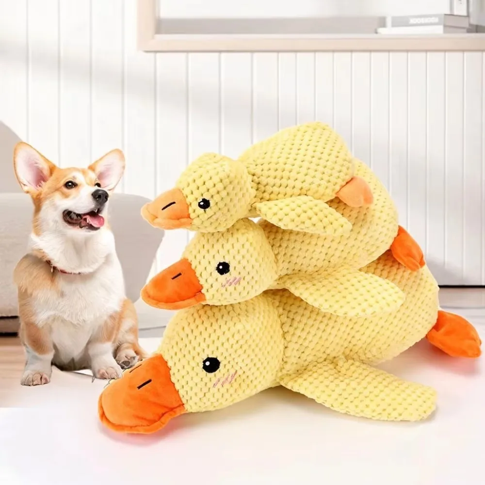 Sleeping Duck Plush Dog Toy, Bite Resistant Squeaky Teeth Grinding Toy, Stress Relief Companion Sleep Toy for Small & Large Dogs