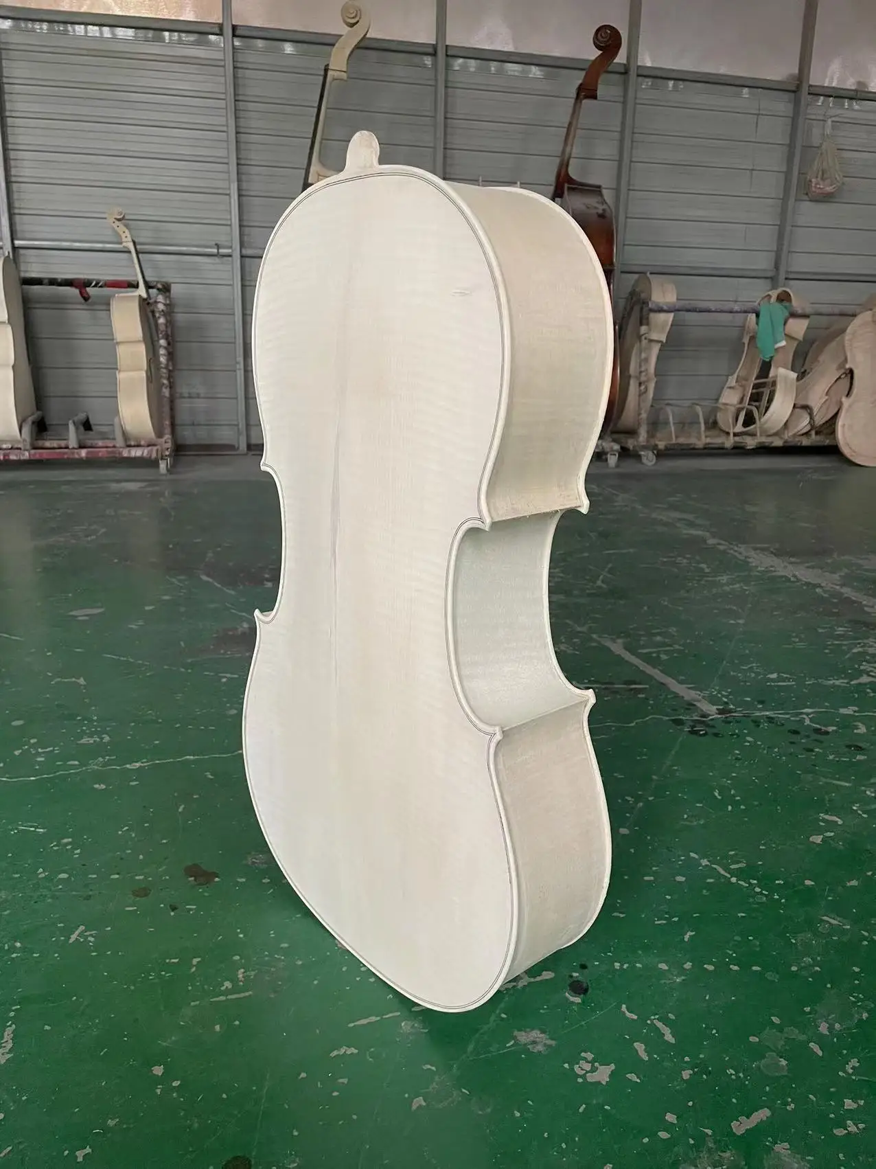 Tutto il corpo di violoncello bianco in legno massello europeo, modello di dadi, 100% fatto a mano, Top in abete non finito, retro in acero fiammato, non tinto