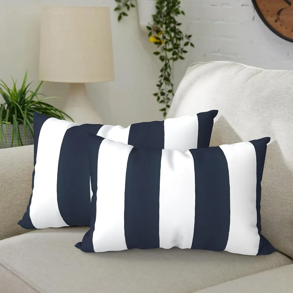 Waterproof Wave Width Bar Cushion Cover 30x50/45x45cm Island Holiday Lifestyle Outdoor Garden Chair Pillow Case Home Decoration