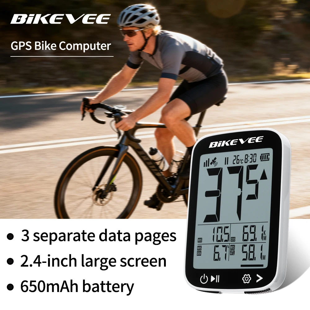 Wireless Bike Computer GPS Speedometer&Odometer Waterproof Multi-Functions Bike Computer with Auto Start/Stop/Backlight Holder