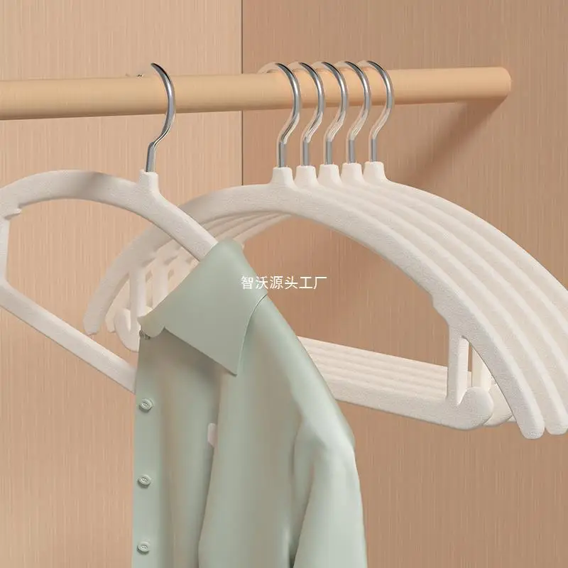 

Flocking Clothes Hanger Organizer Non-Slip Shoulder Seamless Hanger Household Hanger Clothes Clothes Hanger Wardrobe Built-in Ha