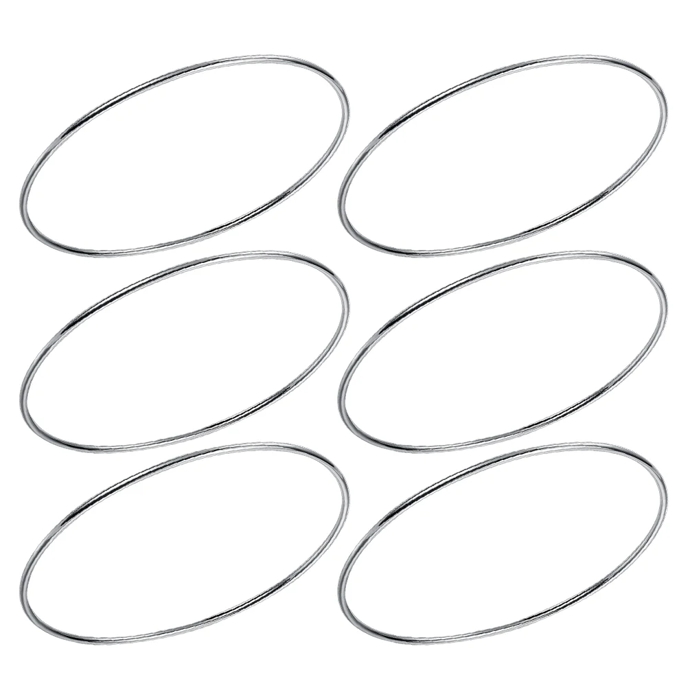 

6pcs Silver Bangles Bracelets Thin Round Bangle Simple Elegant Women Girls Metal Craft Costume Jewelry Matching Dress