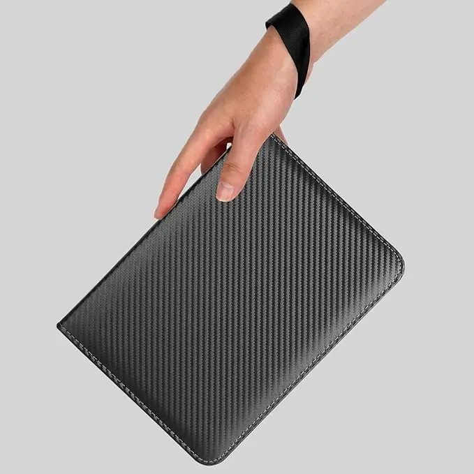 4-Pocket Card Binder (400 Cards) – Carbon Fiber PU, Black/Blue​​ Professional Storage for TCG & Gaming Cards. Collector's image 4