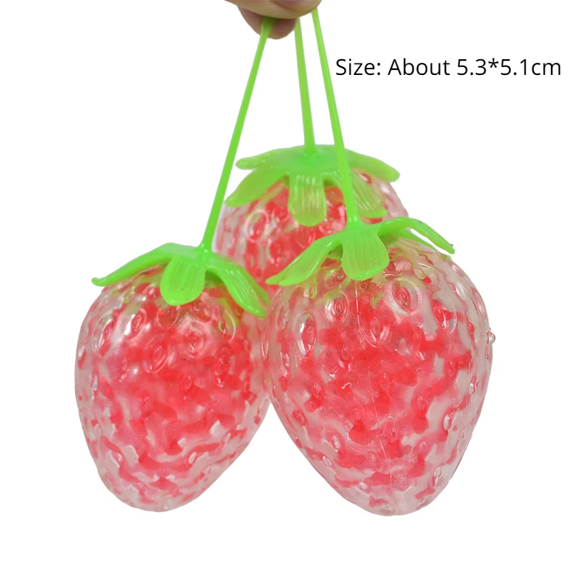 1Pcs Squeeze Toys Classic Christmas Present Spongy Strawberry Bead Stress Ball Toy Stress Relief Modern Parent-child Interactive