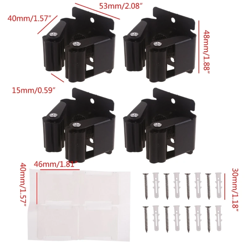 4Pcs Mop Broom Holder Wall Mounted Garden Tool Rack Heavy Dutys Utility Mop Rack with Screws for Home Dropship