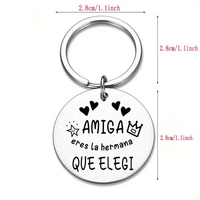 AMIGA Keychain Friendship Gift for Sister Amiga Eres La Hermana Que Elegi Charms Keyring Birthday Christmas Gifts