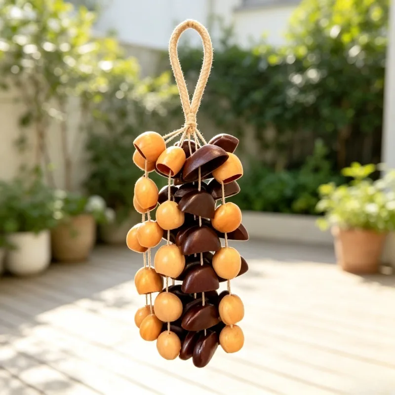 Natural Fruit Shell Bells Outdoor Mobile Handheld Wind Chimes Sound Healing Instrument Meditation Decoration Gift for Women