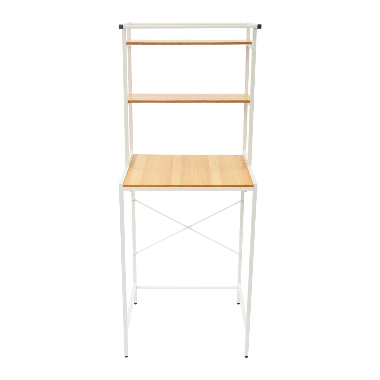 69*60*176.5cm Washer and Dryer Storage Shelf, 3-Tier, 22lbs per Tier, Space Saver Standing Rack, White + Log, for Bathroom, Laundry Room, Balcony, Living Room, Space Saving Organizer