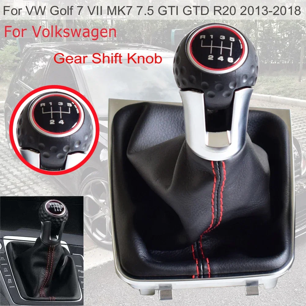 For VW Golf 7 A7 MK7 For GTI GTD 2013 2014 2015 2016 2017 2018 Car 5 6 Speed Gear Stick Level Shift Knob Leather Gaiter Boot