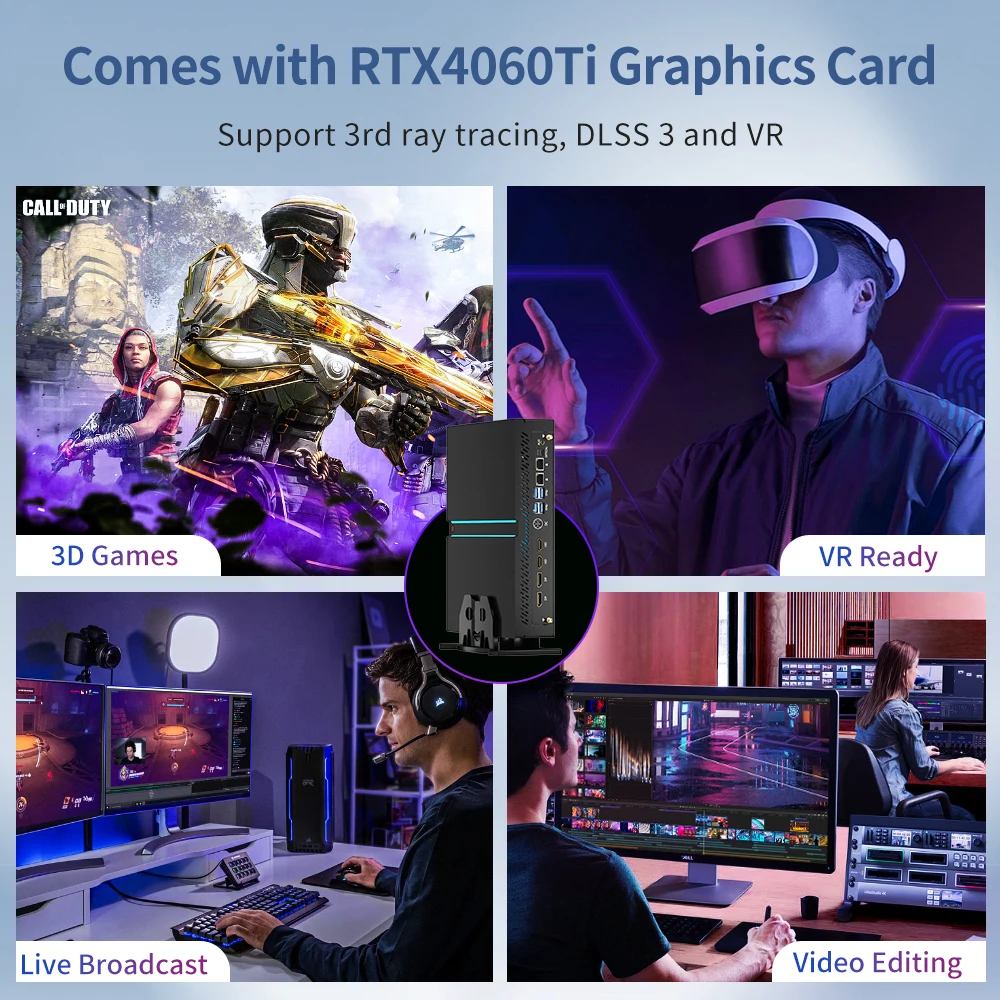 كمبيوتر ألعاب صغير من Msecore Core 13th Gen I9-13900F Cores RTX4060Ti كمبيوتر مكتبي 64G DDR5 RAM 2T PCIE 4.0 SSD WiFi 6E BT5.3