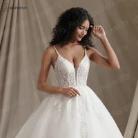 BEPEITHY Customized Deep V Neck Ivory Wedding Dresses For Women Bride 2024 Sleeveless Glitter Bridal Gown Vestidos De Novia - Image 3